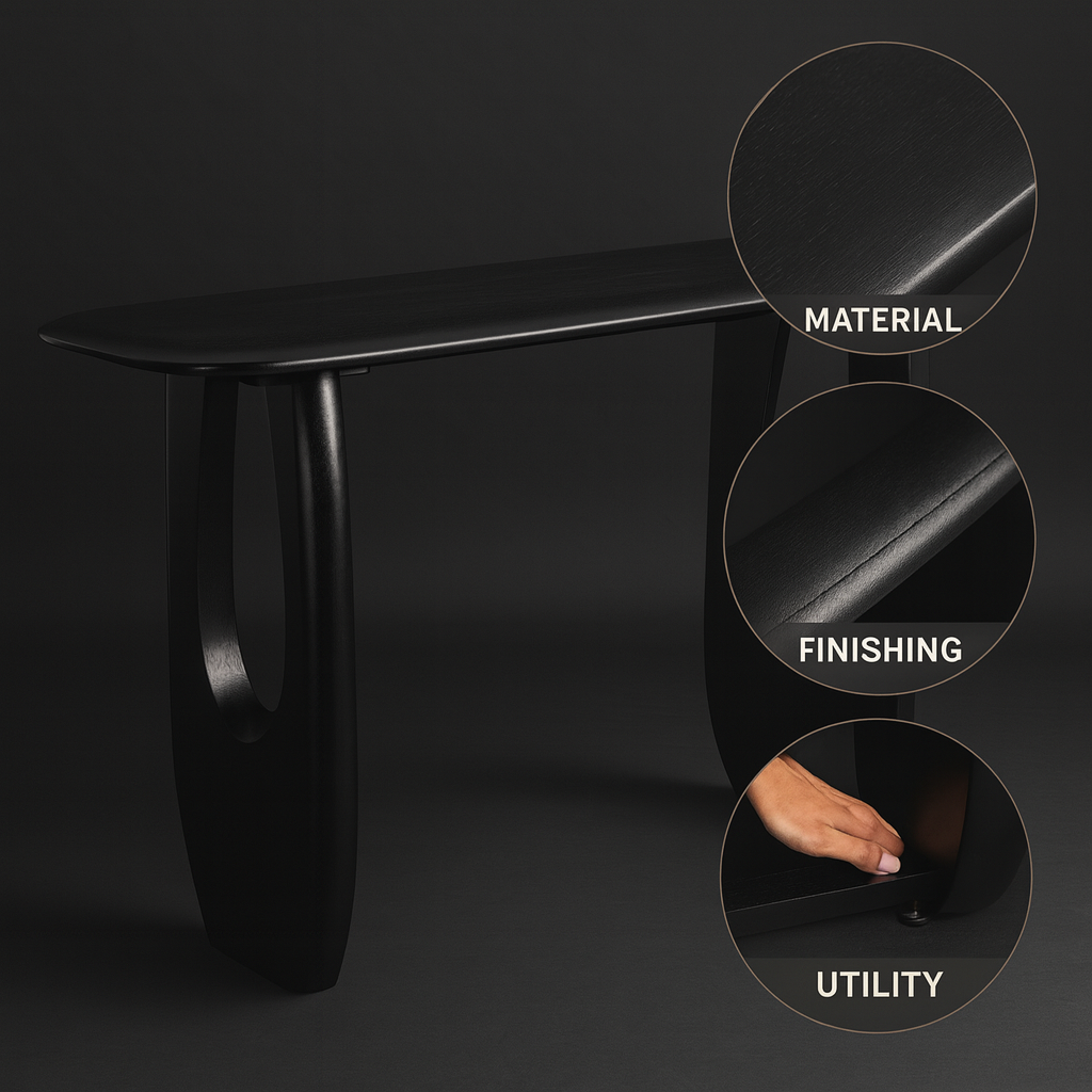 Minimalist Console Table – Matte Black Painted Wood | Entryway & Living Room | Trufairs
