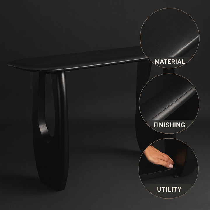 Minimalist Console Table – Matte Black Painted Wood | Entryway & Living Room | Trufairs