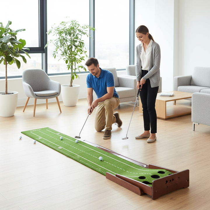 VEVOR 5 Hole Golf Putting Mat Indoor Golf Putting Green Golf Training Aid