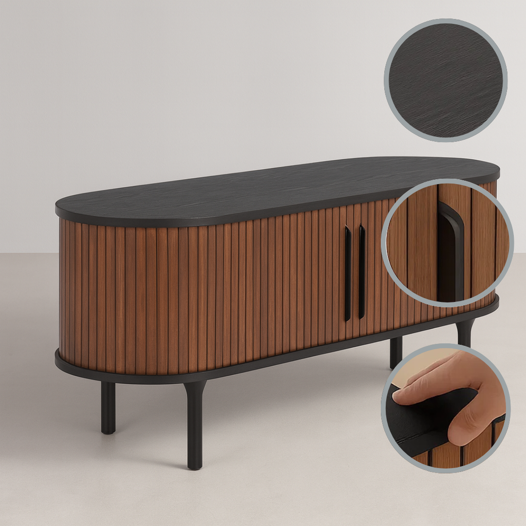 Koriana Black Walnut Entertainment Stand – Sleek Storage & Display | Living Room Furniture | Trufairs