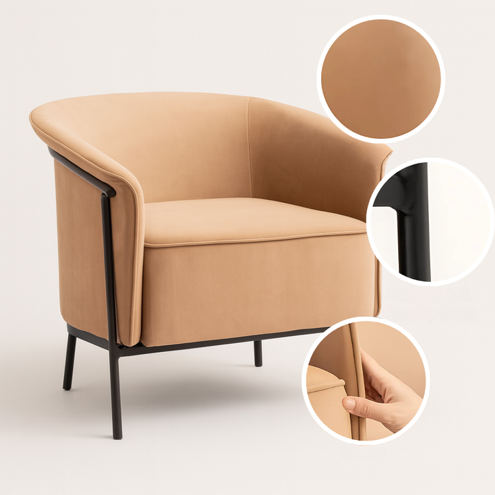 Tan Vinyl Accent Chair – Sturdy Steel Frame | Modern Living & Lounge Seating | Trufairs