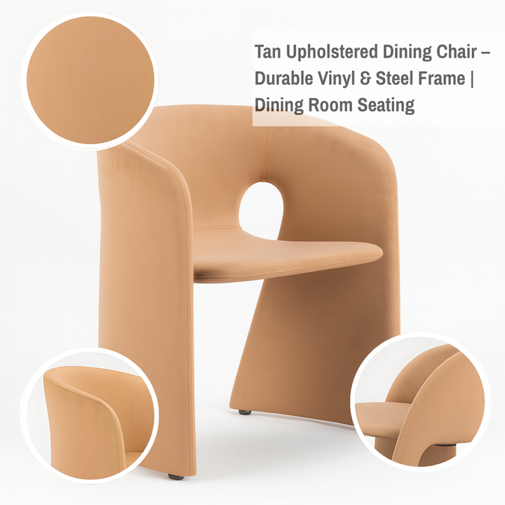 Tan Upholstered Dining Chair – Durable Vinyl & Steel Frame | Dining Room Seating | Trufairs