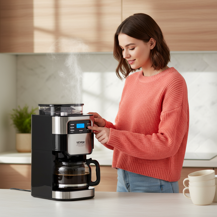VEVOR 12-Cup Coffee Maker Drip Coffee Machine with 24-Hour Timer for Auto Brew