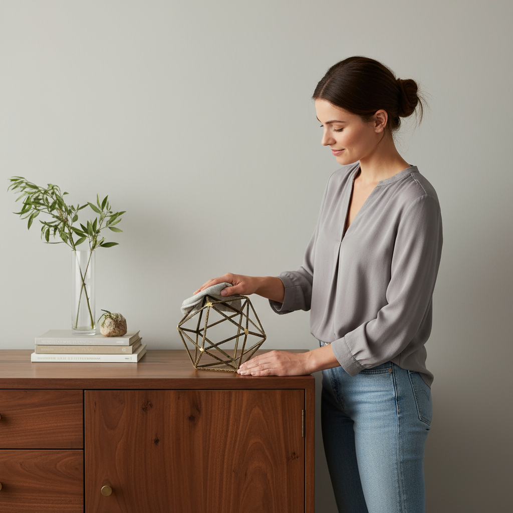 8" Brown and Gold Metal Hand Painted Geometric Orb Tabletop Sculpture