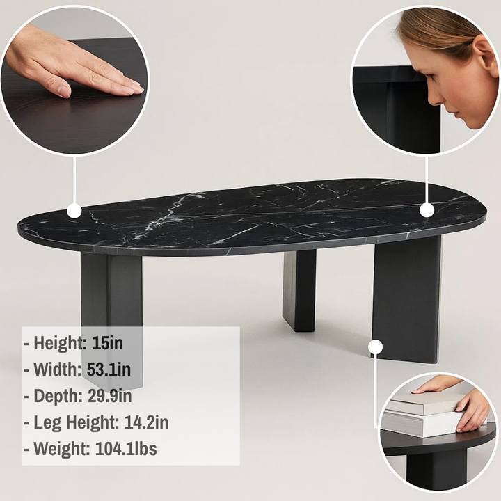 Sculptural Black Coffee Table – Modern Minimalist | Bold Living Room Centerpiece | Trufairs