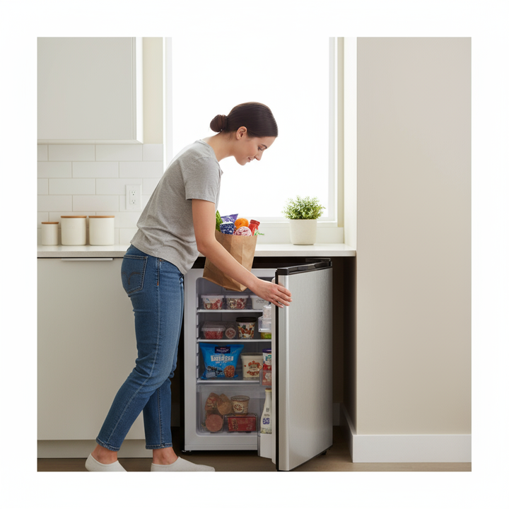 3 Cubic Feet Compact Upright Freezer with Stainless Steel Door