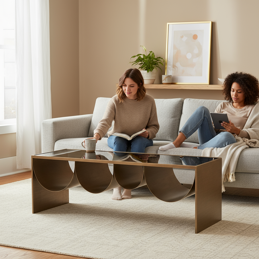 Reed Coffee Table Brass & Black