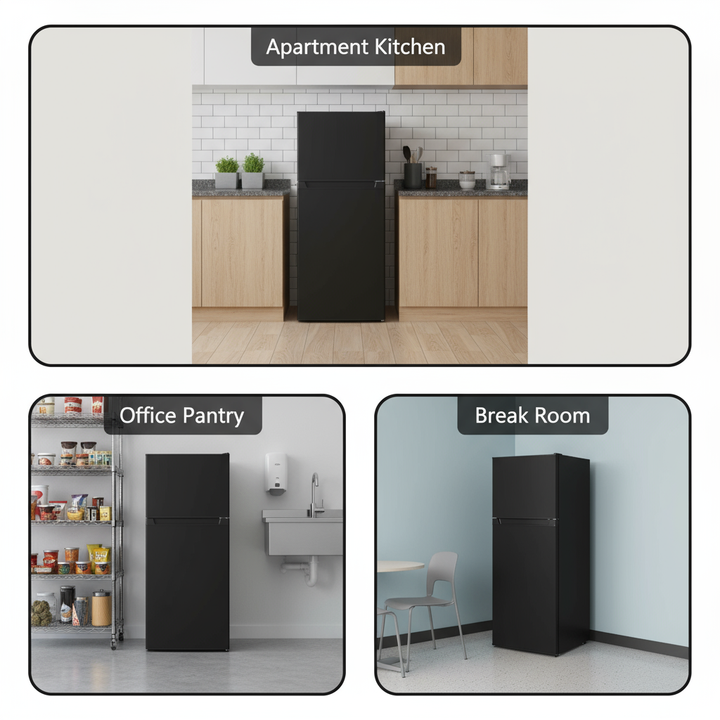 HOMCOM Small Fridge with Freezer, 4 Cu Ft Refrigerator with Reversible Doors, Black