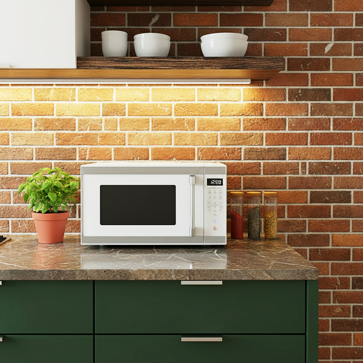 Hamilton Beach 1.1 Cu ft Countertop Microwave Oven, White and Stainless Steel