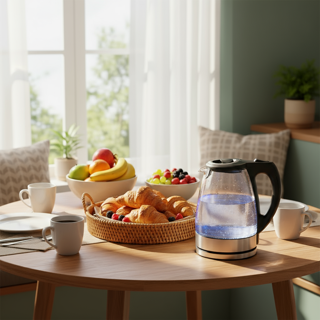Electric Kettle with Stainless Steel Filter and Inner Lid, 1200W Wide Opening 1.7L Glass Tea Kettle & Hot Water Boiler Black
