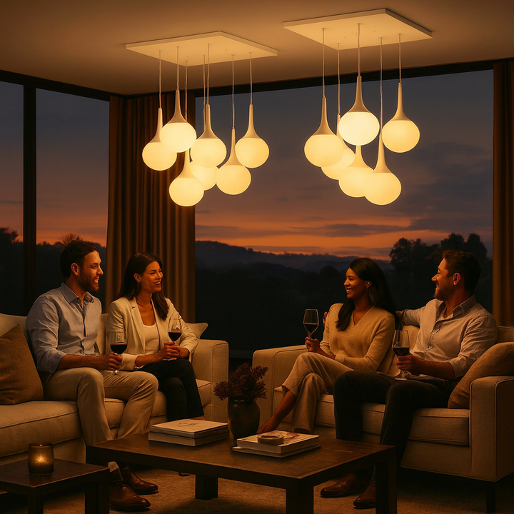 Epsilon Ceiling Lamp White – Modern Frosted Glass Pendant Lighting | Living Room & Dining | Trufairs