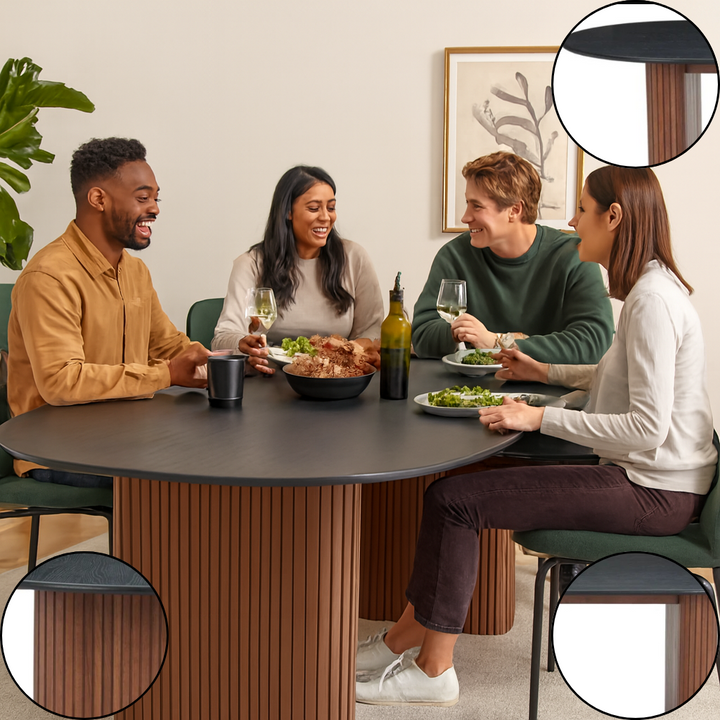 Lassig Dining Table – Stunning Black & Walnut Design | Dining Room Furniture | Trufairs