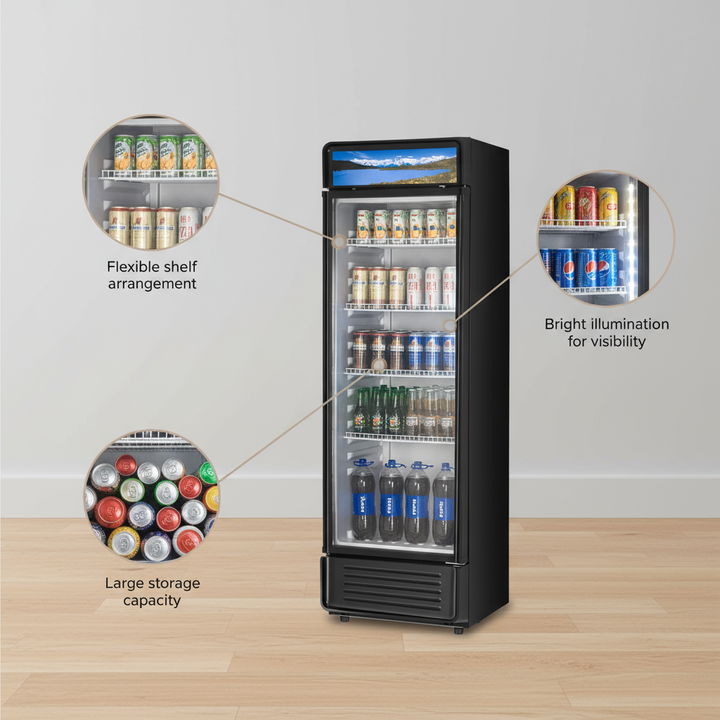 Commercial Merchandiser Refrigerator 6.9 CU.FT Glass Door Beverage Refrigerator