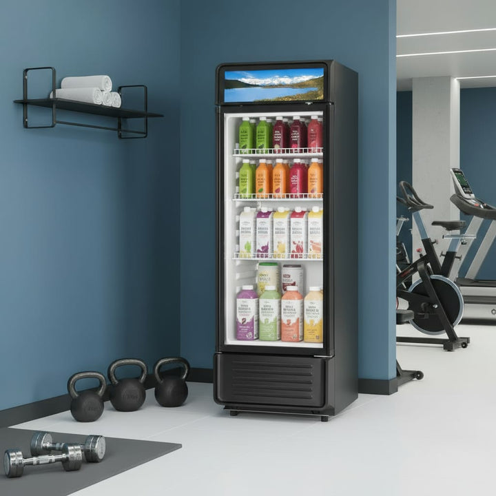 Commercial Merchandiser Refrigerator 13.3 CU.FT Glass Door Display Refrigerator