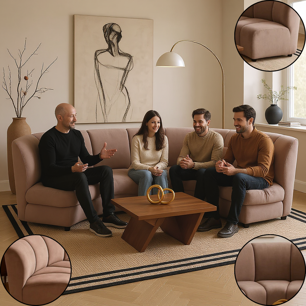 Garbi Modular Sectional Beige – Elegant Modular Velvet & Solid Wood Sofa | Living Room Seating | Trufairs