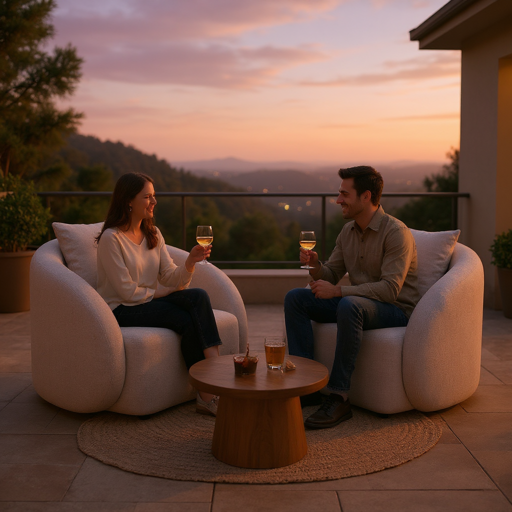 Sunny Isles Accent Chair Beige – Durable Outdoor Olefin & Aluminum | Patio & Lounge | Trufairs