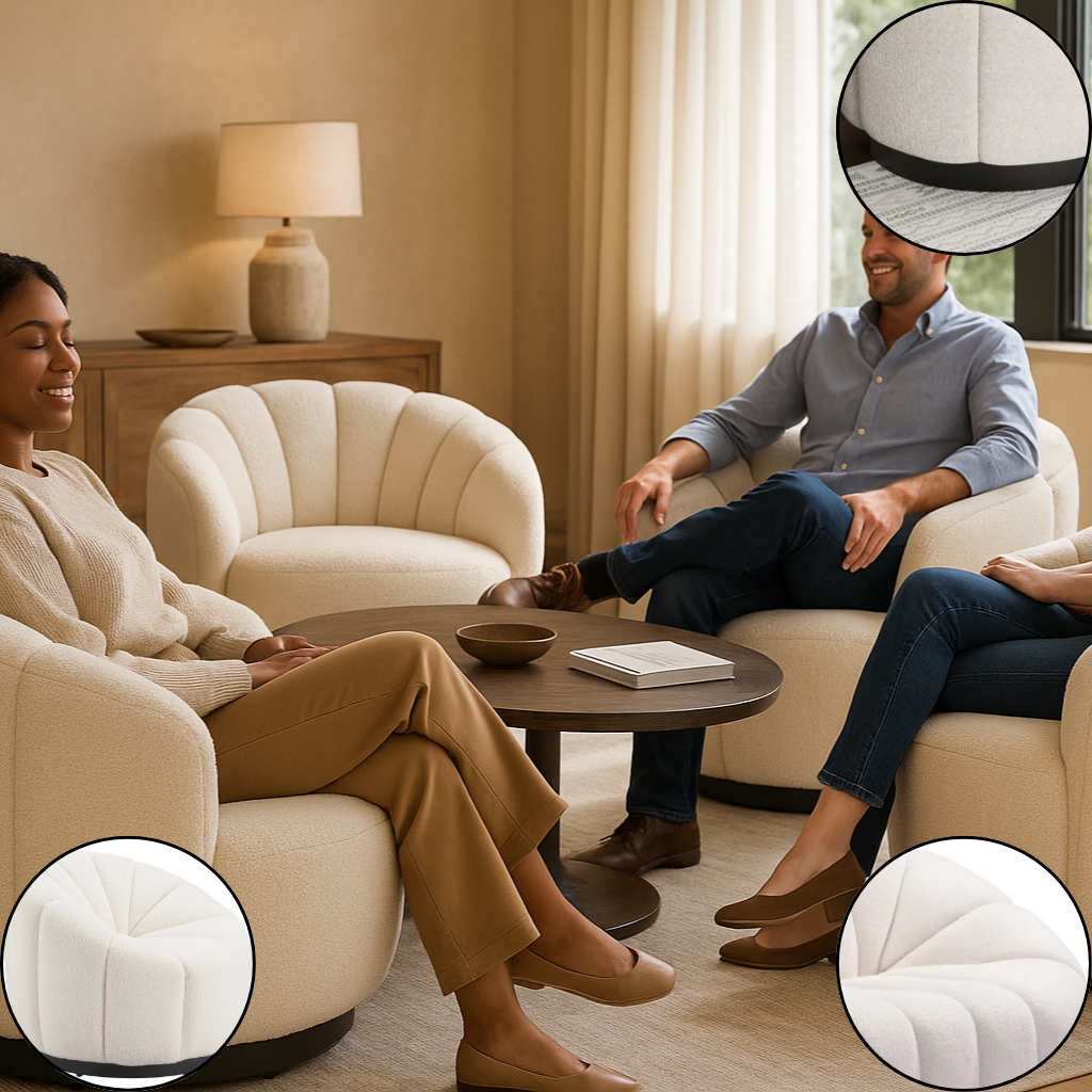Bhutan Accent Chair Cream – Luxurious Shearling Style Upholstery | Accent Chair | Trufairs