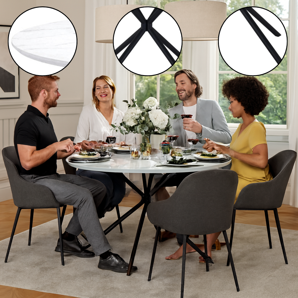 Modern Marble Round Dining Table – Elegant & Durable | Dining Furniture | Trufairs