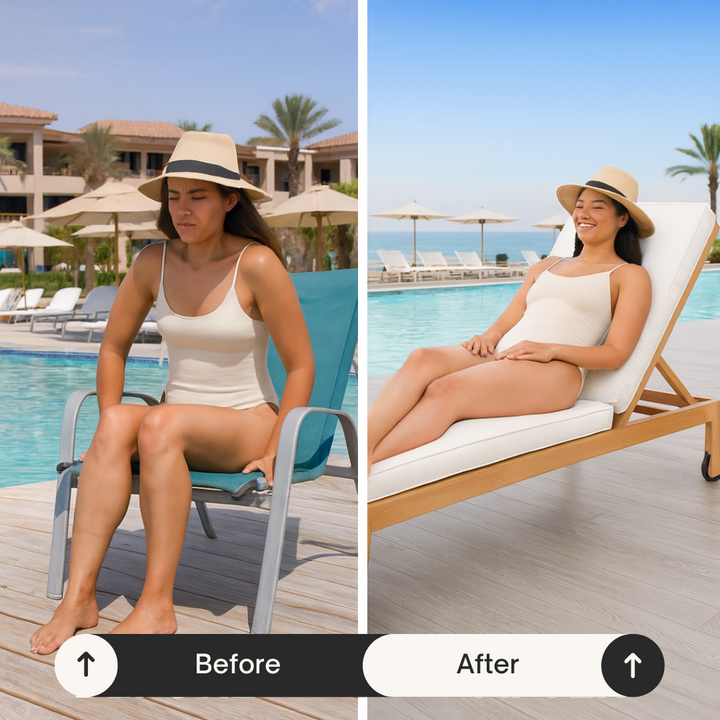 Cozumel Lounge Chair Beige & Natural – Adjustable Outdoor Olefin & Aluminum Lounge | Patio & Resort | Trufairs