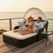 Luxe 48" Black Rattan Patio Daybed with Adjustable Canopy & Toss Pillows  