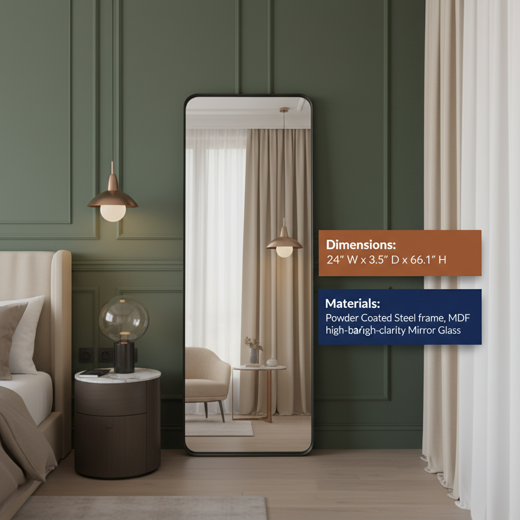 Premier Modern Mirror – Sleek Full-Length Elegance | Floor Mirror | Trufairs