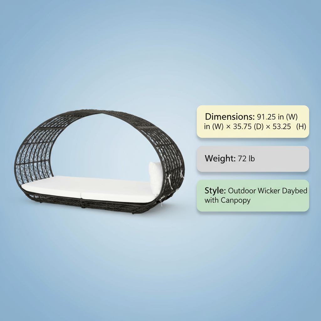 Lavina 91.25'' Wicker Outdoor Patio Canopy Daybed Water Resistant Cushion (Multibrown/White)