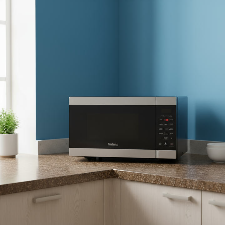 Galanz 0.9 Cu ft Air Fry Countertop Microwave, 900 Watts, Stainless Steel, New