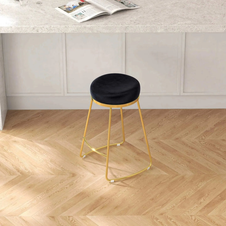 Jane 26" Luxury Upholstered Stool Black