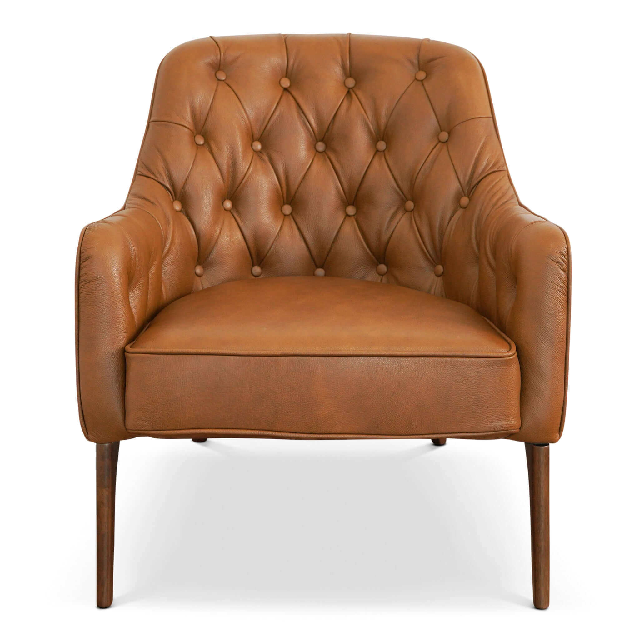 Joshua Tufted Tan Leather Lounge Chair