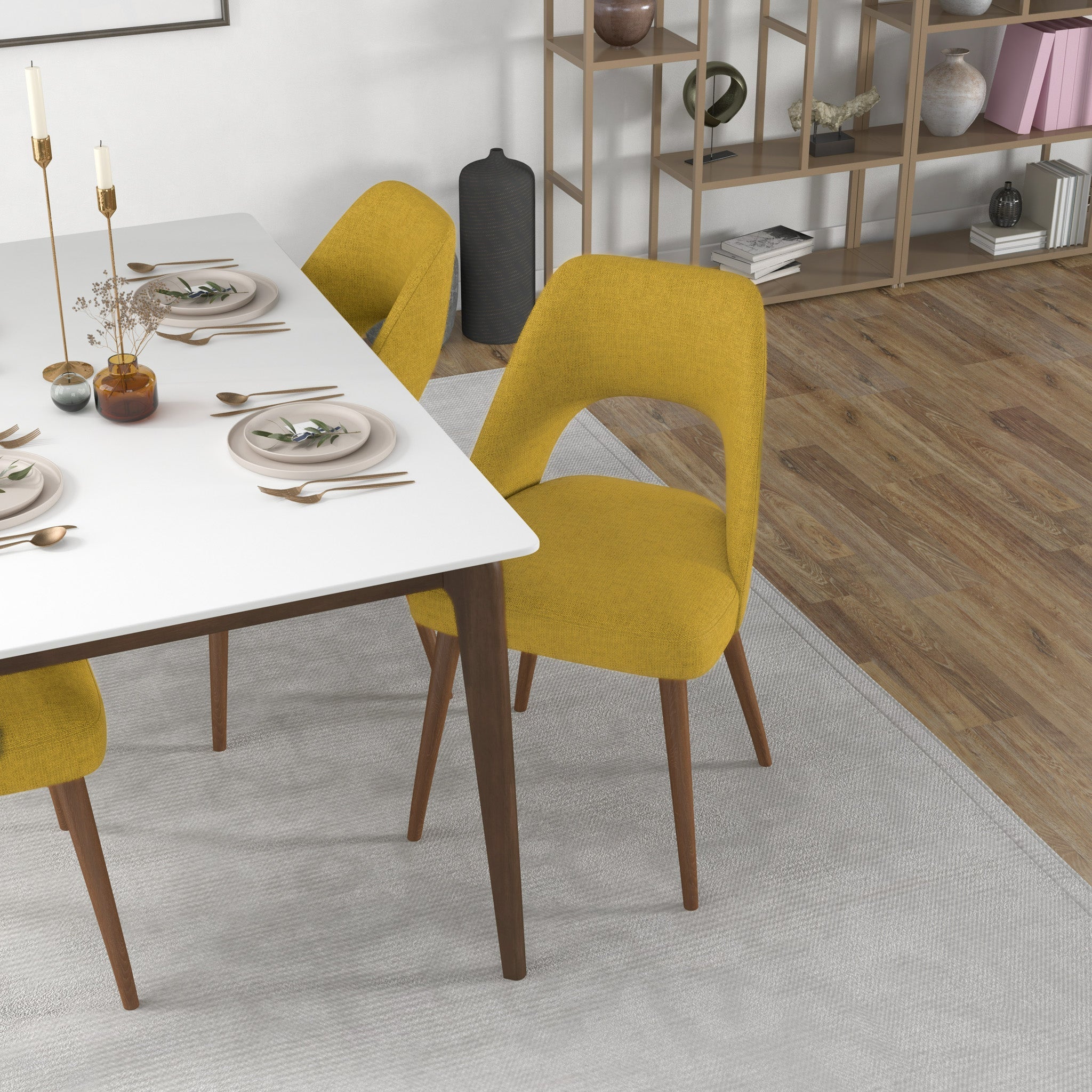 Juliana Mid Century Modern Yellow Fabric Dining Chair