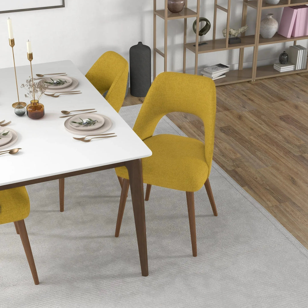 Juliana Mid Century Modern Yellow Fabric Dining Chair