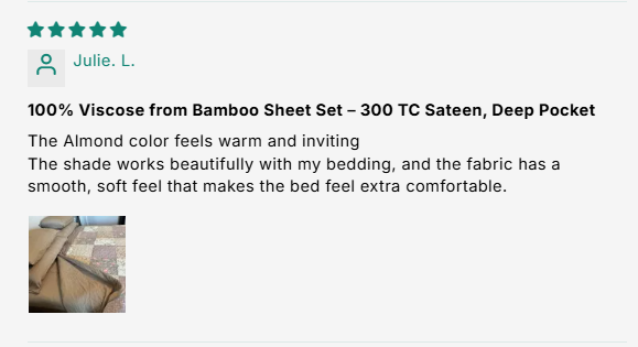 100% Viscose from Bamboo Sheet Set – 300 TC Sateen, Deep Pocket customer review screenshot 3