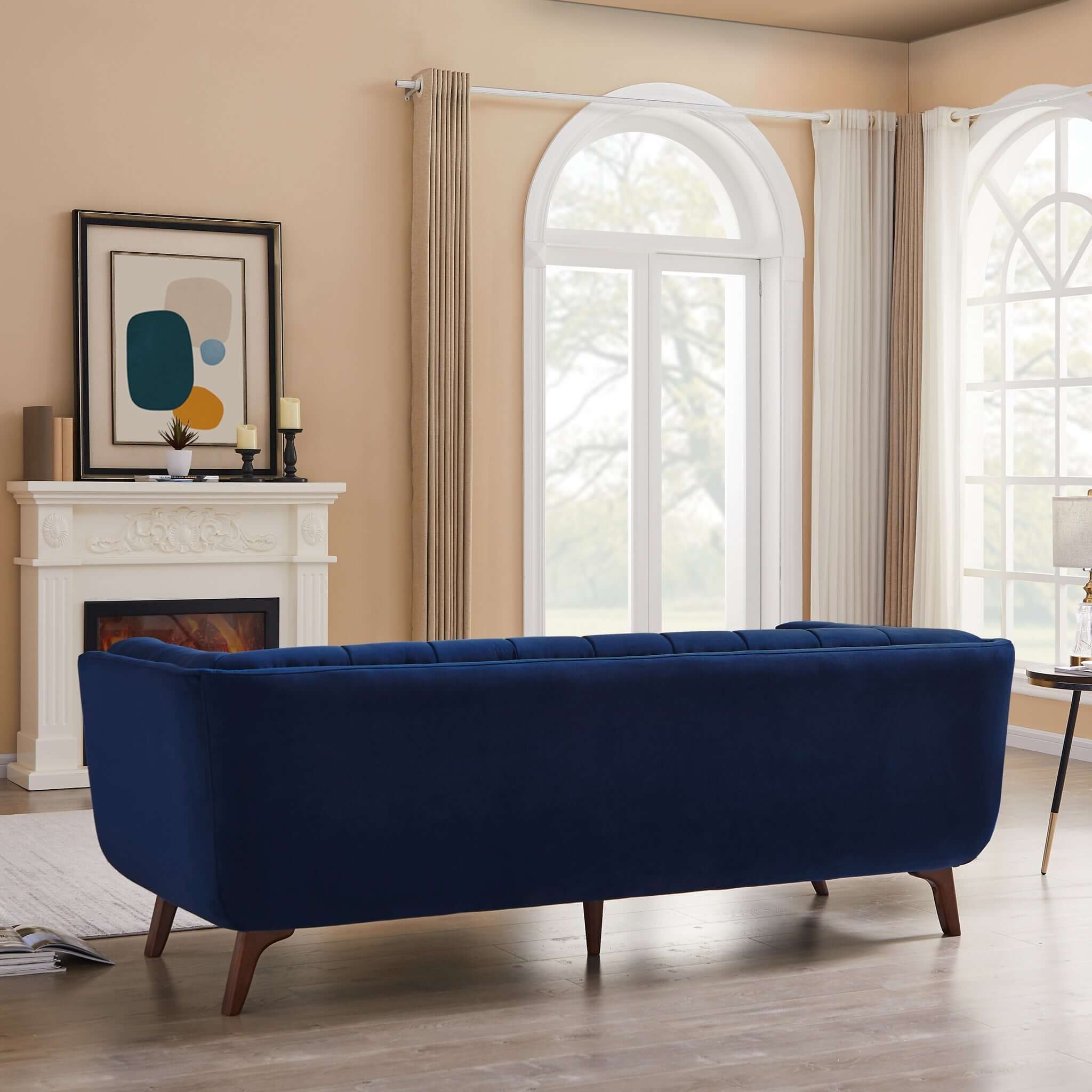 Addison Large Navy-Blue Velvet Sofa