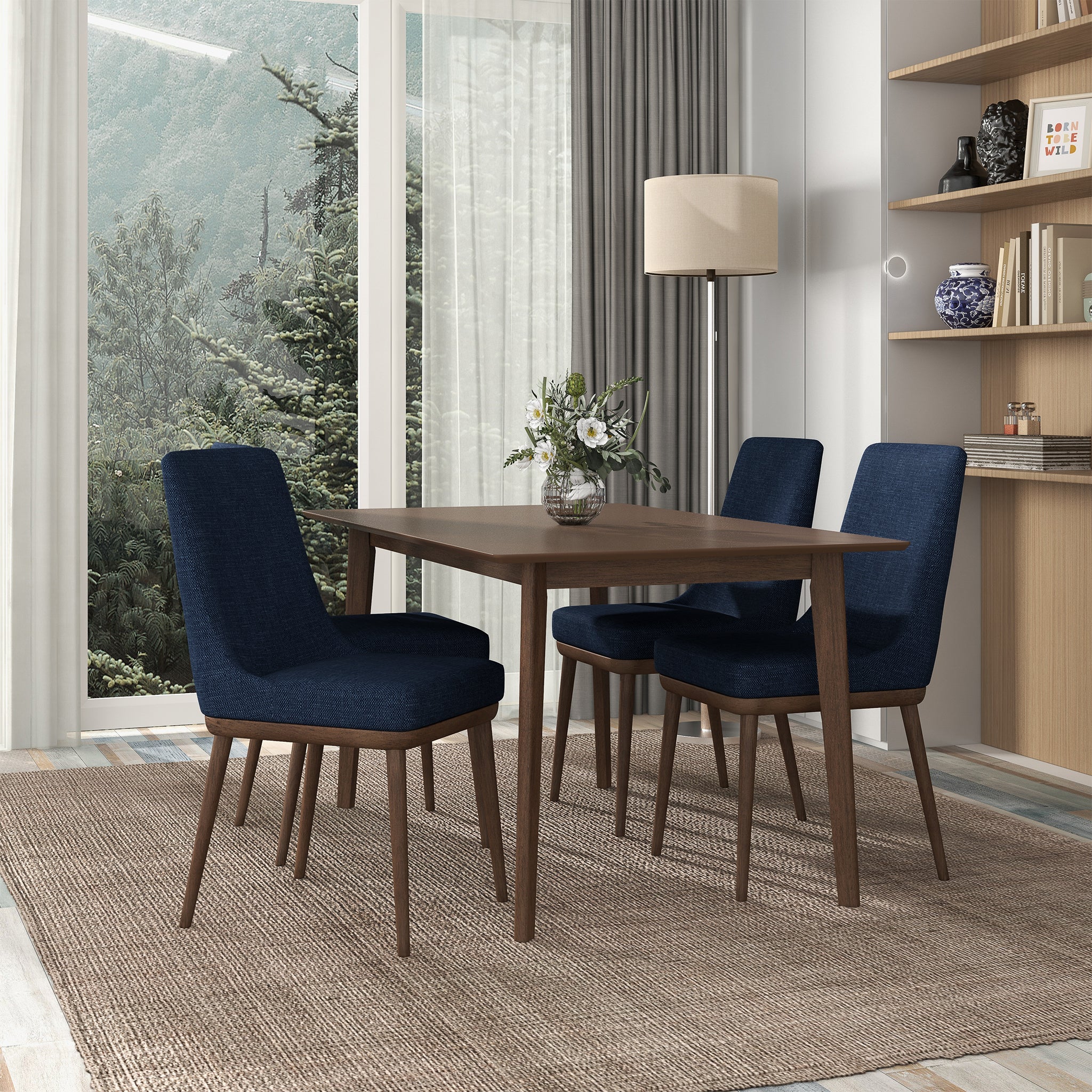 Kate Dark Blue Fabric Dining Chair (Set Of 2)