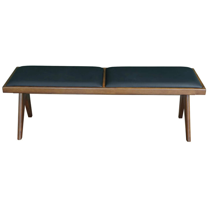 Keira Black Vegan Leather Bench