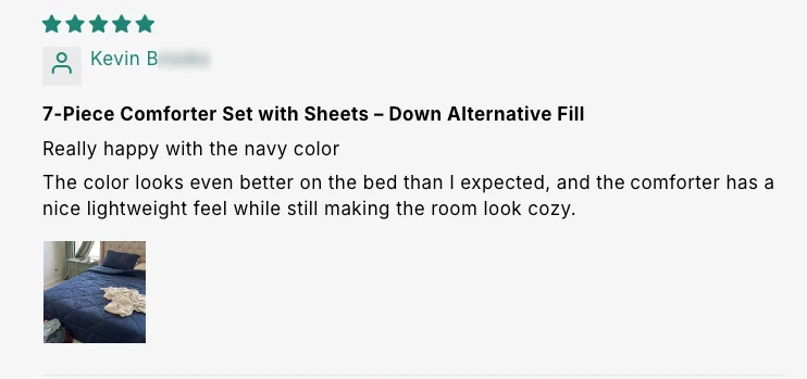 7-Piece Comforter Set with Sheets – Down Alternative Fill customer review screenshot 3