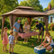 Exclusive Outsunny 10' x 13' Patio Gazebo - Premium Khaki Outdoor Canopy Shelter with Vented Roof