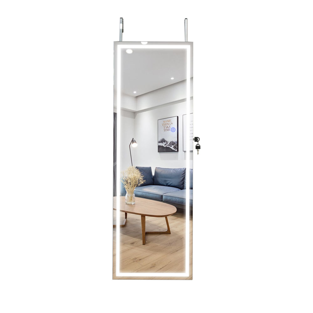 LED-Illuminated Mirror Jewelry Cabinet