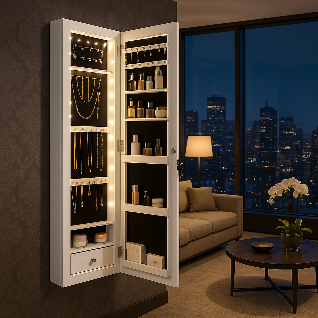 LED Mirror Jewelry Armoire