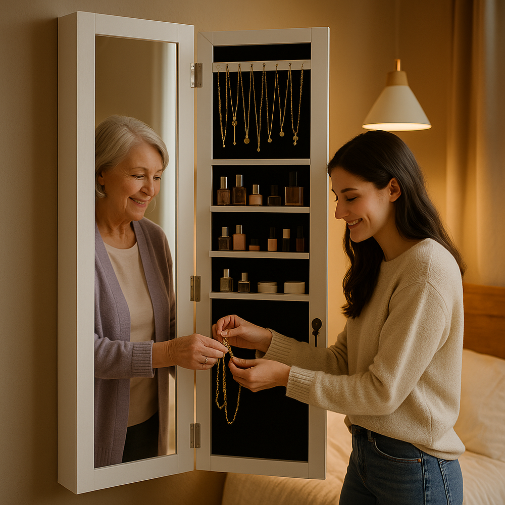 LED Mirror Jewelry Armoire