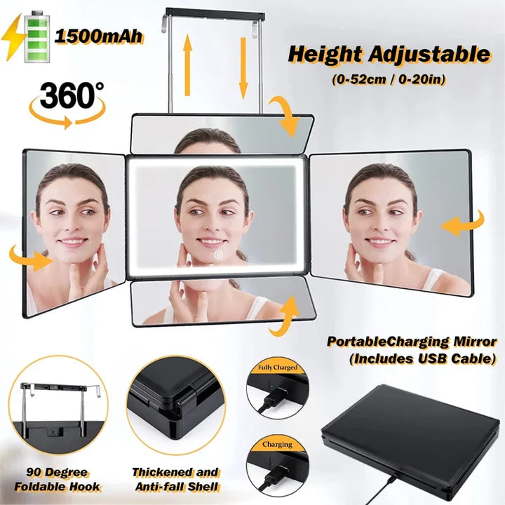 LED Trifold Self Haircut Mirror