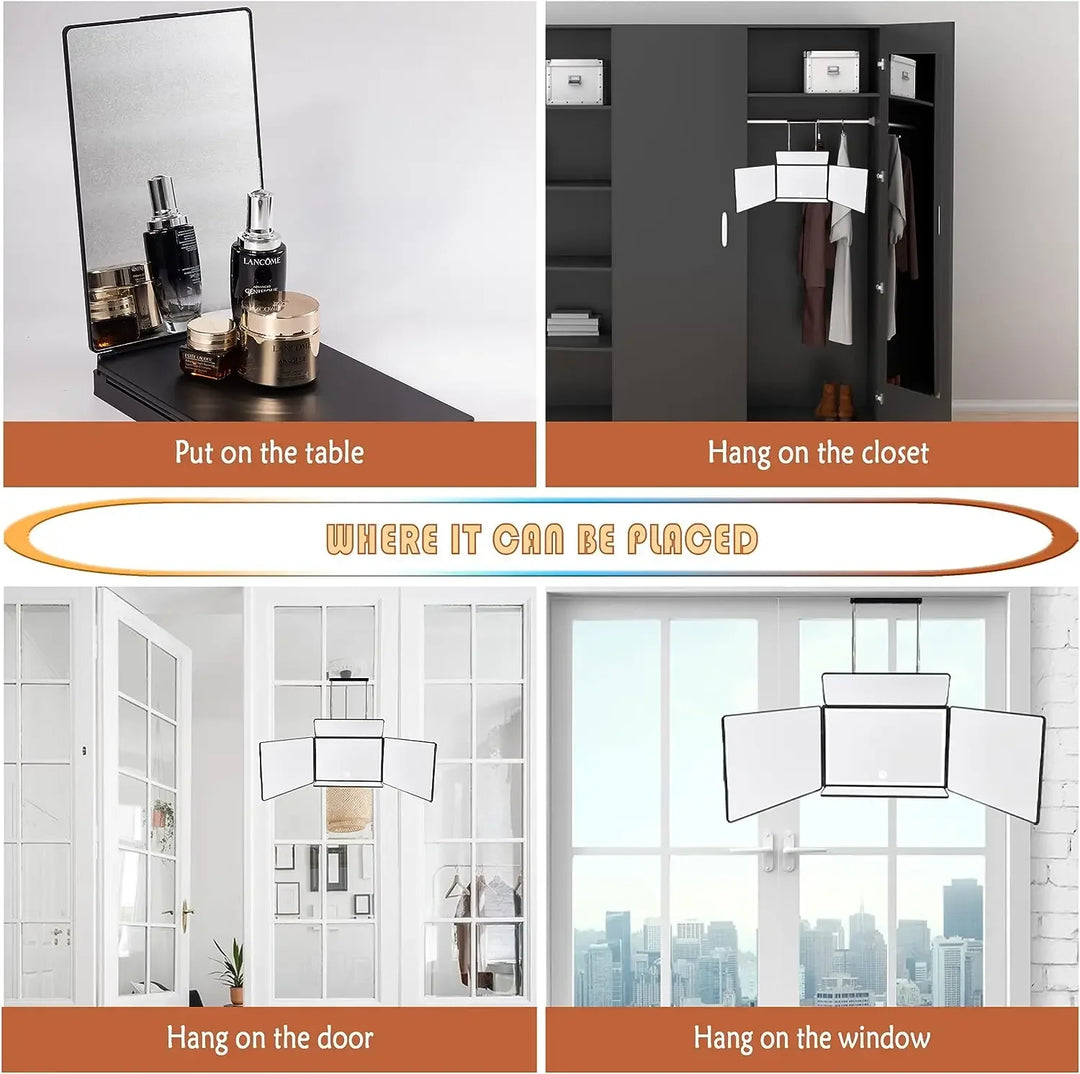 LED Trifold Self Haircut Mirror