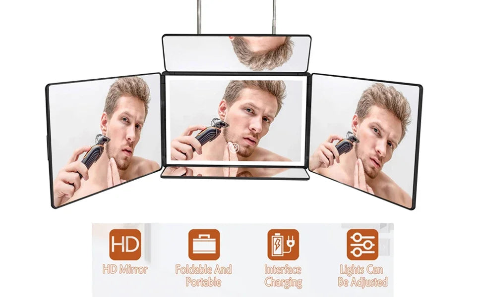 LED Trifold Self Haircut Mirror