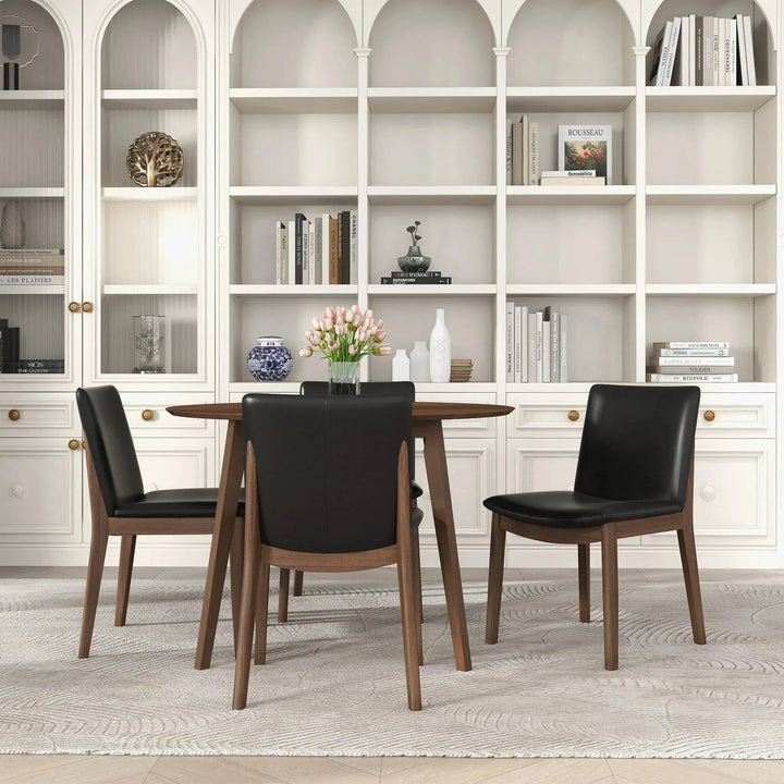 Laura Black PU Solid Wood Dining Chair (Set Of 2)