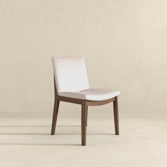 Laura Beige Linen Solid Wood Dining Chair