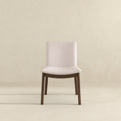 Laura Beige Linen Solid Wood Dining Chair