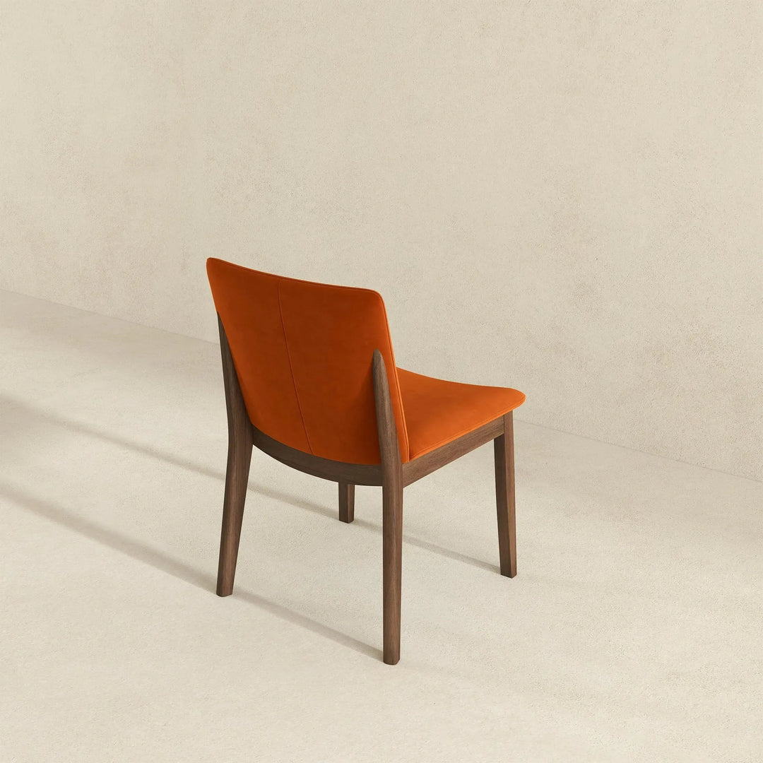 Laura Burnt Orange Velvet Solid Wood Dining Chair