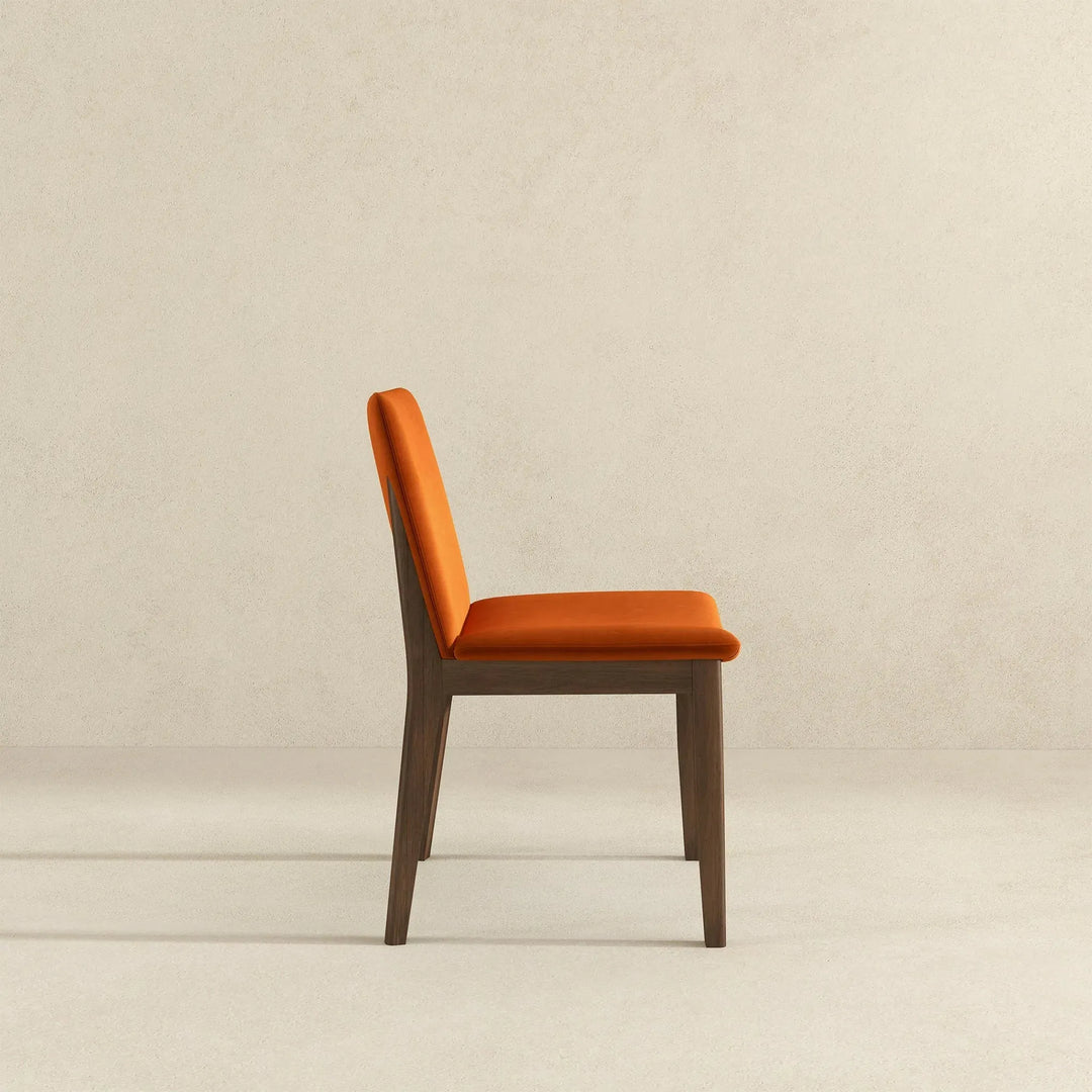 Laura Burnt Orange Velvet Solid Wood Dining Chair