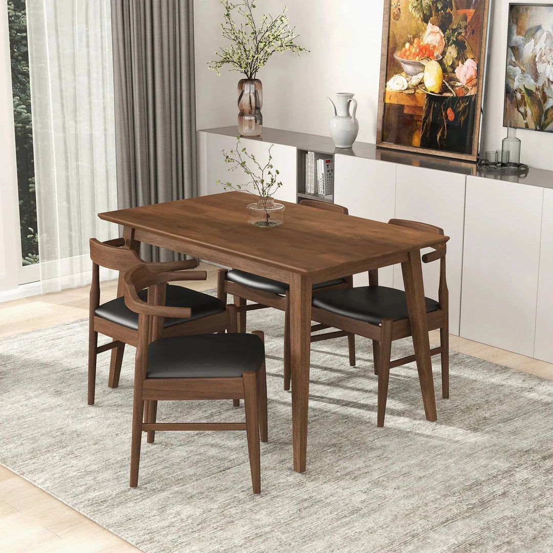Levi Modern Style Solid Wood Rectangular Dining Kitchen Table 47" Walnut