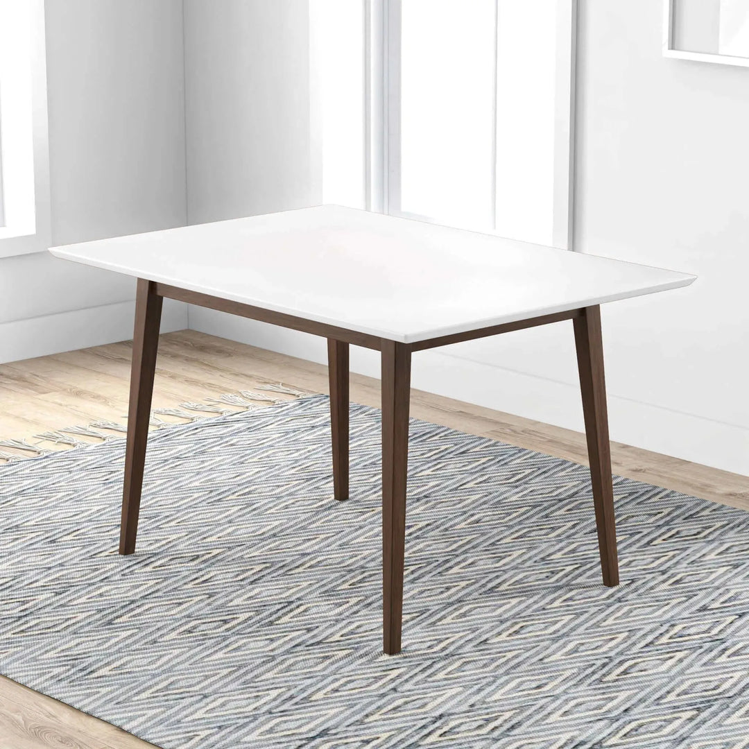 Levi Modern Style Solid Wood Rectangular Dining Kitchen Table 47" White